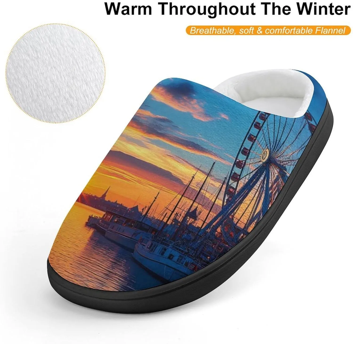 Old Town Pier in Helsinki Finland Slippers Non-slip House Slippers Home Shoes Indoor Outdoor Slippers For Girls Boys