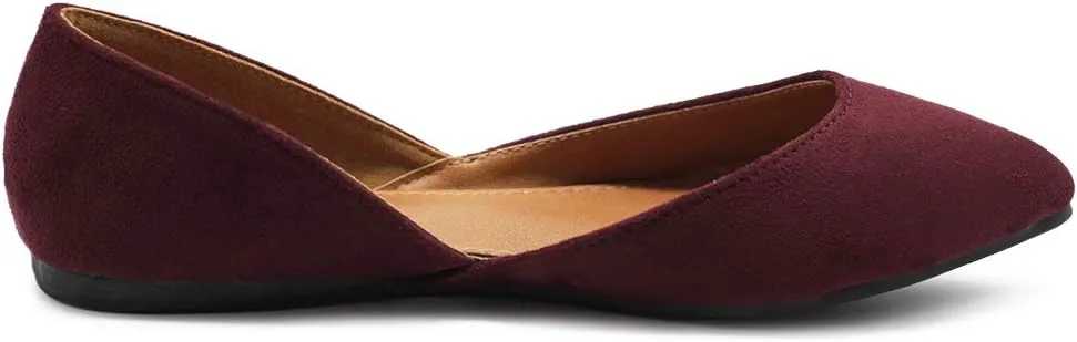 Ollio Women's Shoes Faux Suede Slip On Comfort Light Pointed Toe Ballet Flat