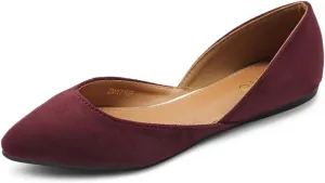 Ollio Women's Shoes Faux Suede Slip On Comfort Light Pointed Toe Ballet Flat
