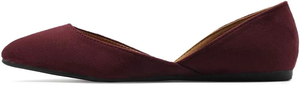 Ollio Women's Shoes Faux Suede Slip On Comfort Light Pointed Toe Ballet Flat