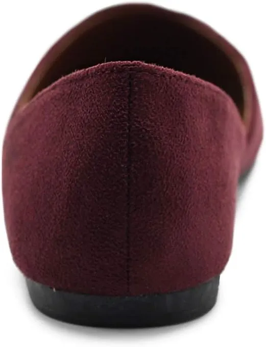 Ollio Women's Shoes Faux Suede Slip On Comfort Light Pointed Toe Ballet Flat