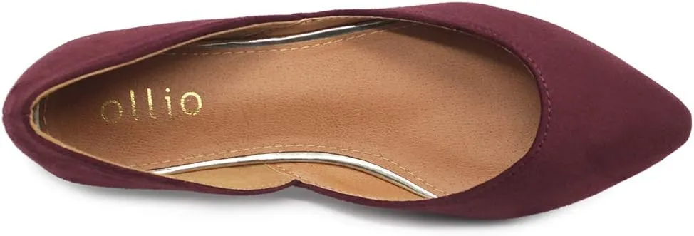 Ollio Women's Shoes Faux Suede Slip On Comfort Light Pointed Toe Ballet Flat