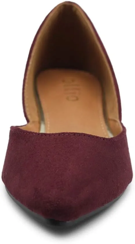 Ollio Women's Shoes Faux Suede Slip On Comfort Light Pointed Toe Ballet Flat