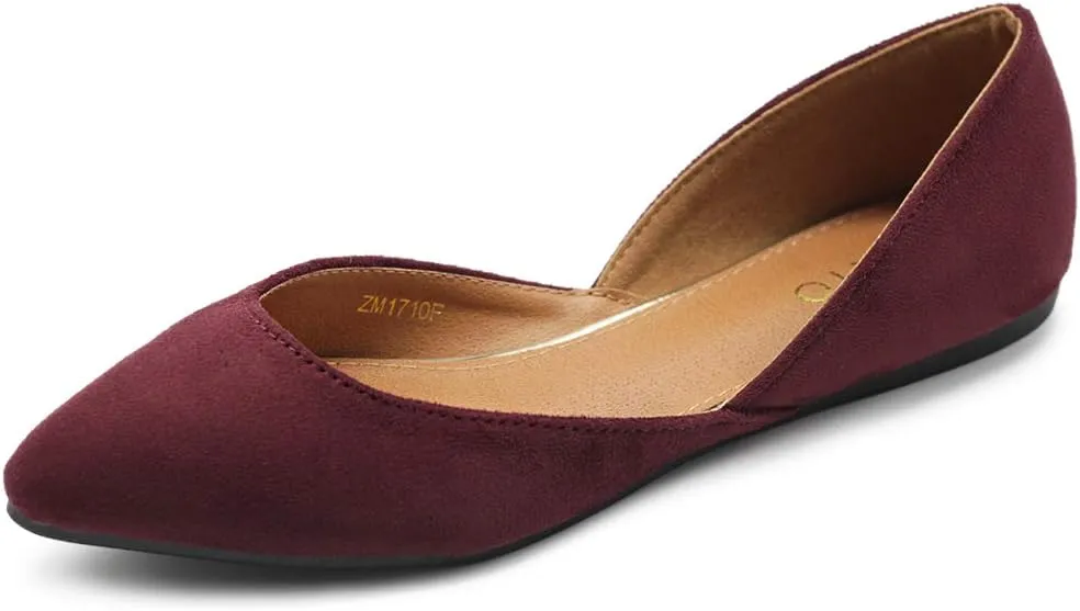 Ollio Women's Shoes Faux Suede Slip On Comfort Light Pointed Toe Ballet Flat