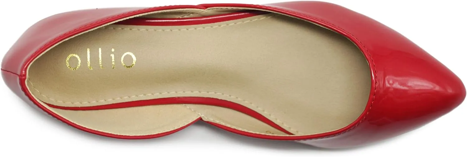 Ollio Women's Shoes Patent Slip On Comfort Light Pointed Toe Ballet Flats F110