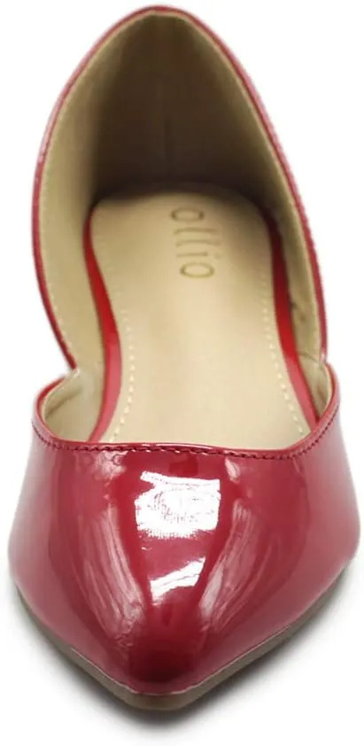 Ollio Women's Shoes Patent Slip On Comfort Light Pointed Toe Ballet Flats F110