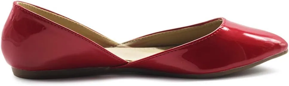 Ollio Women's Shoes Patent Slip On Comfort Light Pointed Toe Ballet Flats F110