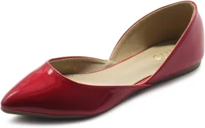 Ollio Women's Shoes Patent Slip On Comfort Light Pointed Toe Ballet Flats F110