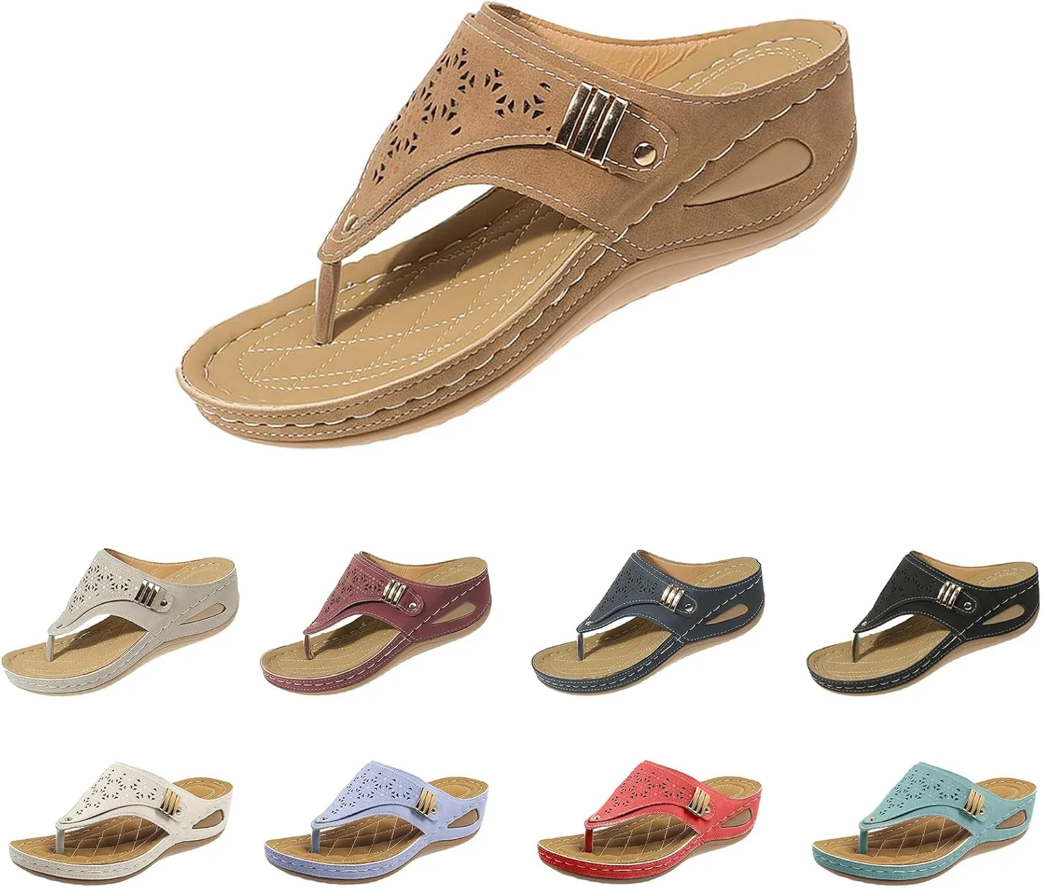 Orthopedic Sandals for Women Arch Support Platform Wedges Comfortable Flip Flops Slip on Mesh Hollow Sports Sandal