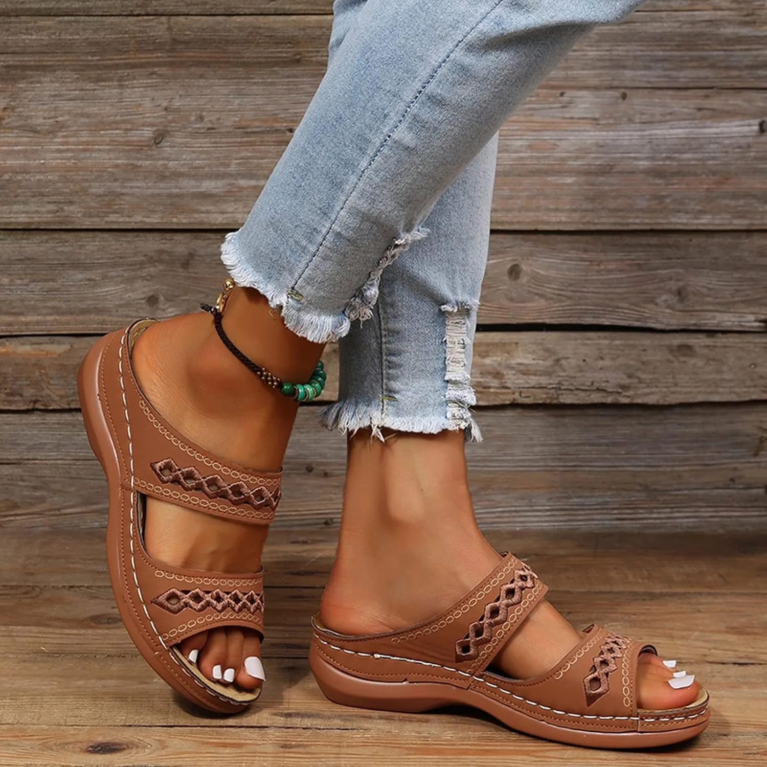 Orthopedic Sandals for Women Wide Width Womens Orthopedic Sandals 9 Wedge Sandals for Women Dressy Summer Arch Support Slides for Women Orthotic Flip Flops Women Black Womens Flats