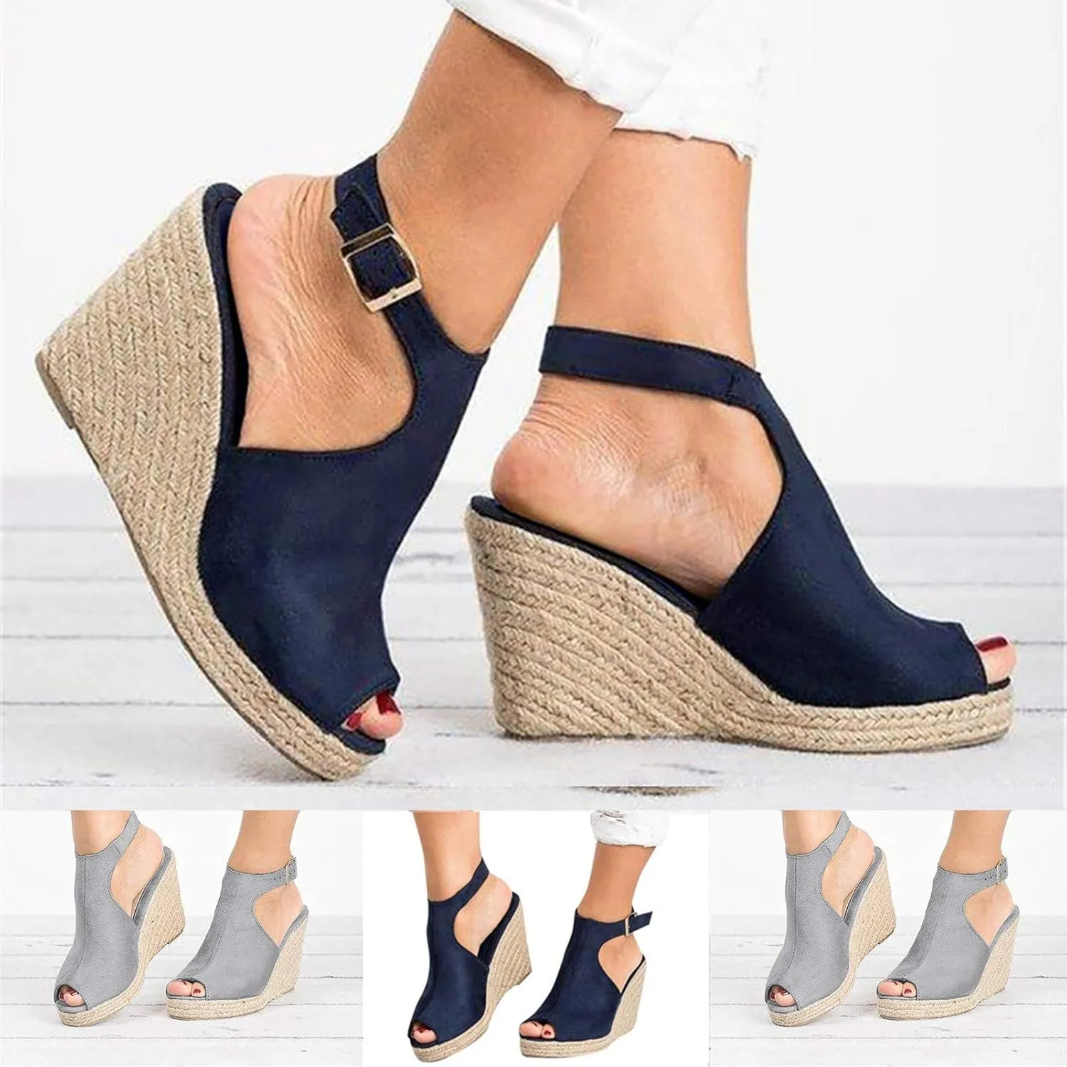 Orthopedic Wedge Sandals for Women Open Toe Walking Sandals Ankle Strap Wide Width Platform Wedge with Arch Support