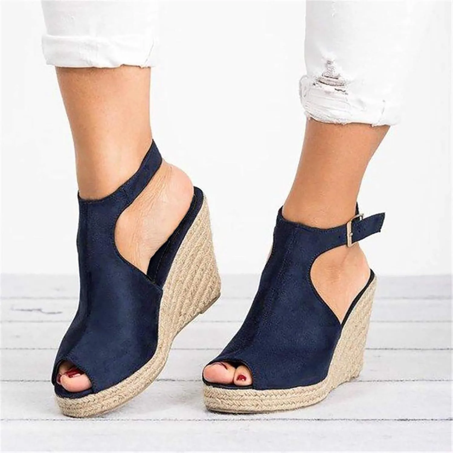 Orthopedic Wedge Sandals for Women Open Toe Walking Sandals Ankle Strap Wide Width Platform Wedge with Arch Support