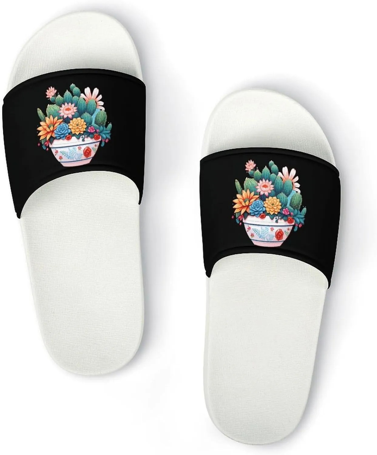 Plants Succulent Cactus Open Toe Slippers for Women And Men Non Slip Shower Slippers Home Slippers