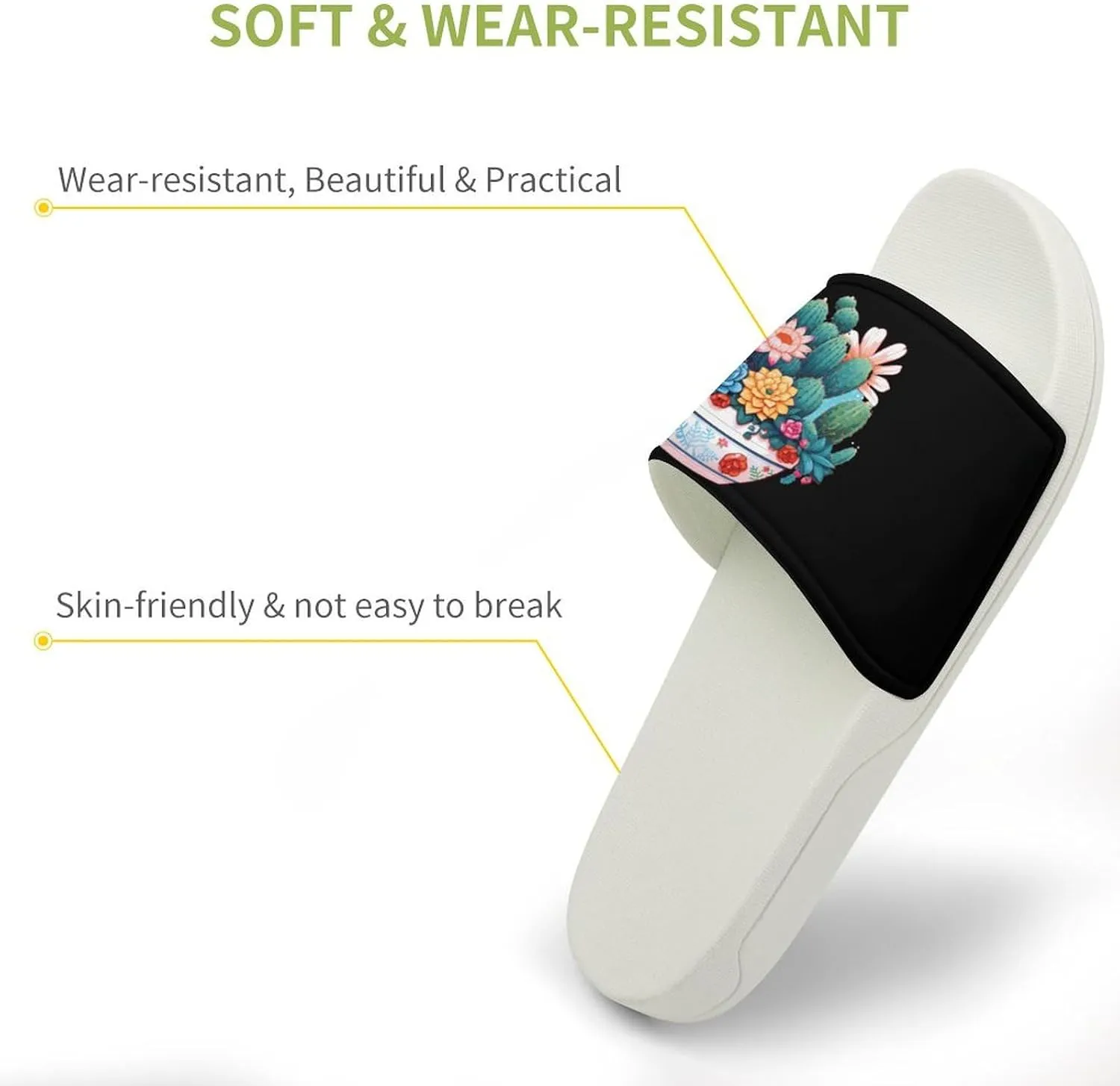 Plants Succulent Cactus Open Toe Slippers for Women And Men Non Slip Shower Slippers Home Slippers