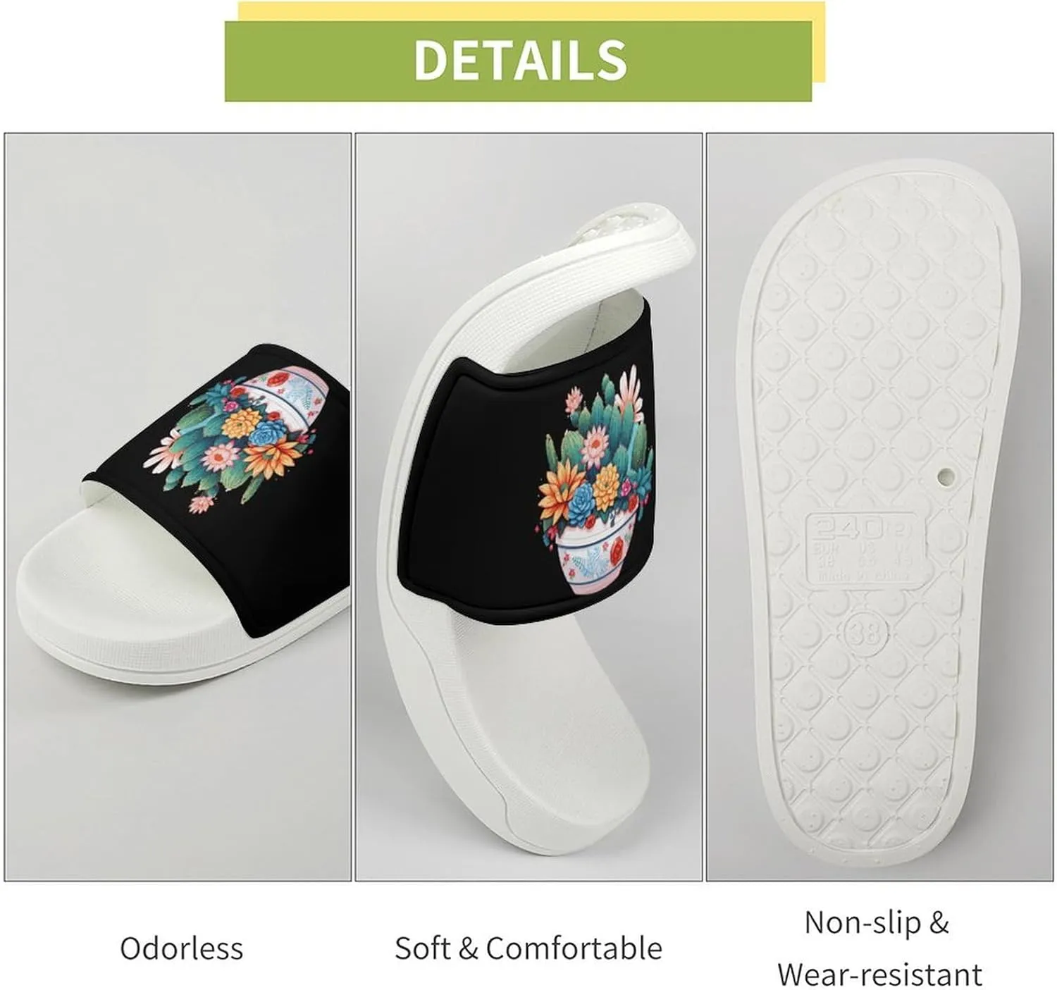 Plants Succulent Cactus Open Toe Slippers for Women And Men Non Slip Shower Slippers Home Slippers