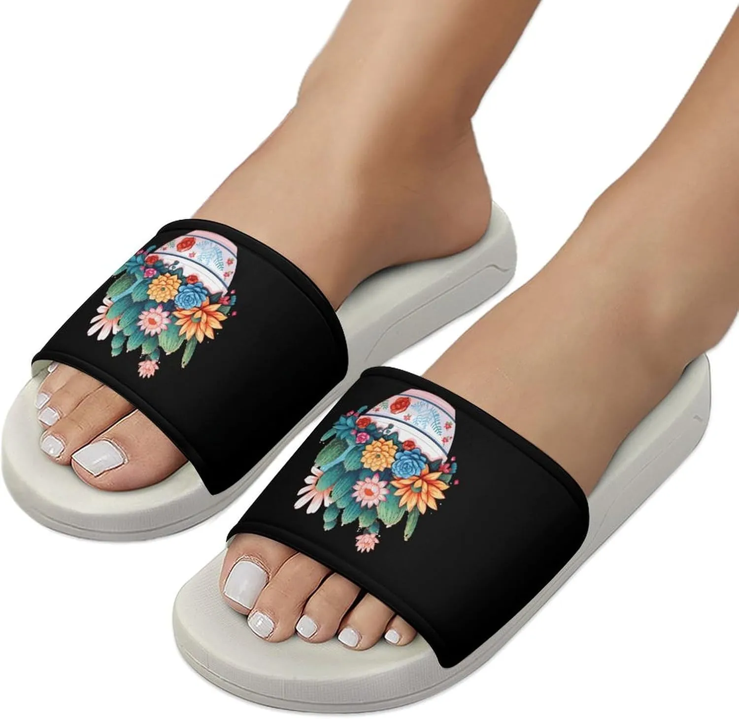 Plants Succulent Cactus Open Toe Slippers for Women And Men Non Slip Shower Slippers Home Slippers