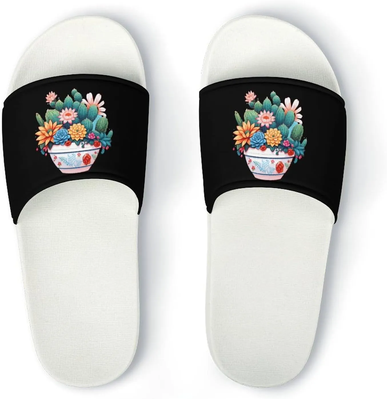 Plants Succulent Cactus Open Toe Slippers for Women And Men Non Slip Shower Slippers Home Slippers