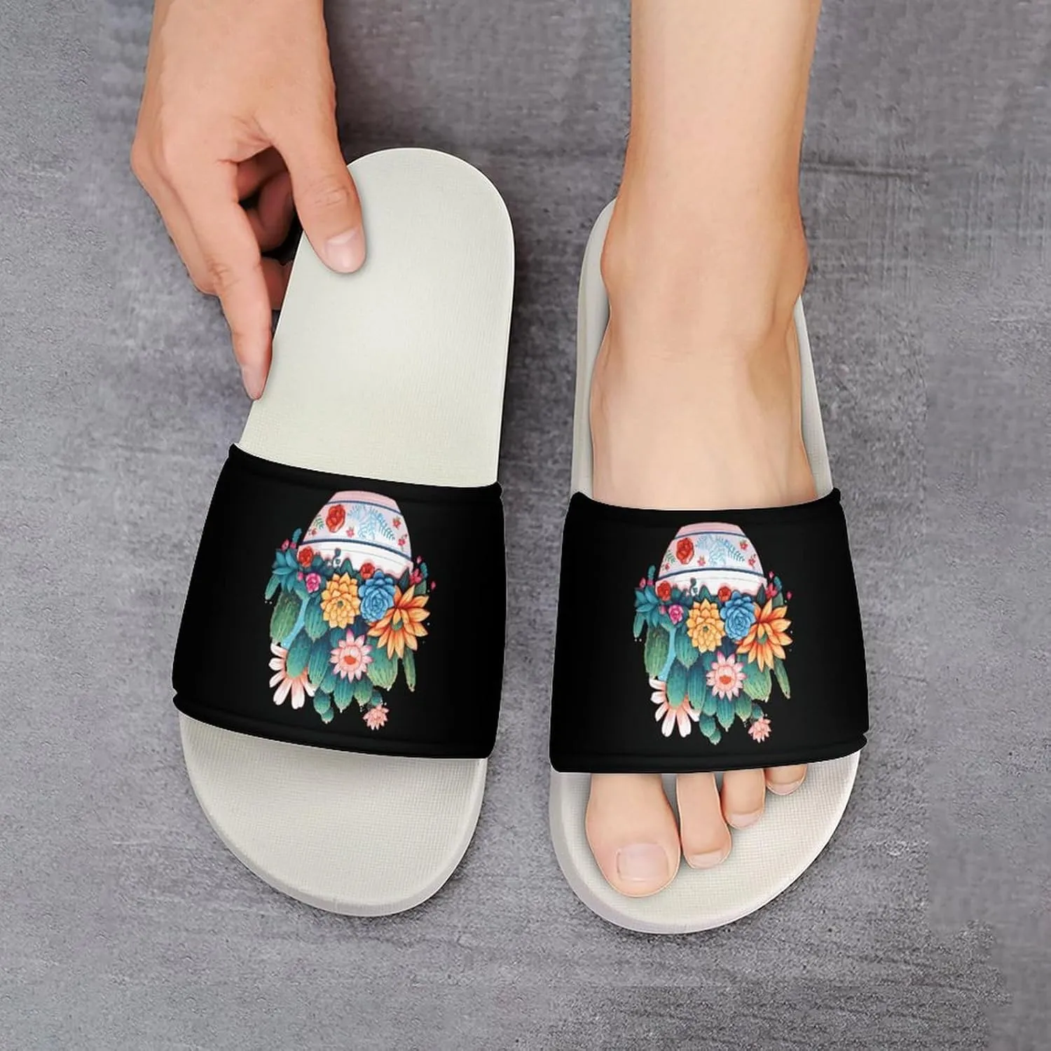 Plants Succulent Cactus Open Toe Slippers for Women And Men Non Slip Shower Slippers Home Slippers
