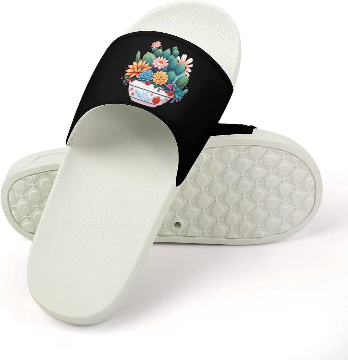 Plants Succulent Cactus Open Toe Slippers for Women And Men Non Slip Shower Slippers Home Slippers