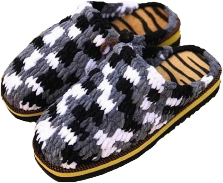 Pocadri Womens Men Woven Winter Warm Slippers Slides Handmade Crochet Memory Foam Slipper Cozy Non-Slip House Shoes Indoor Outdoor