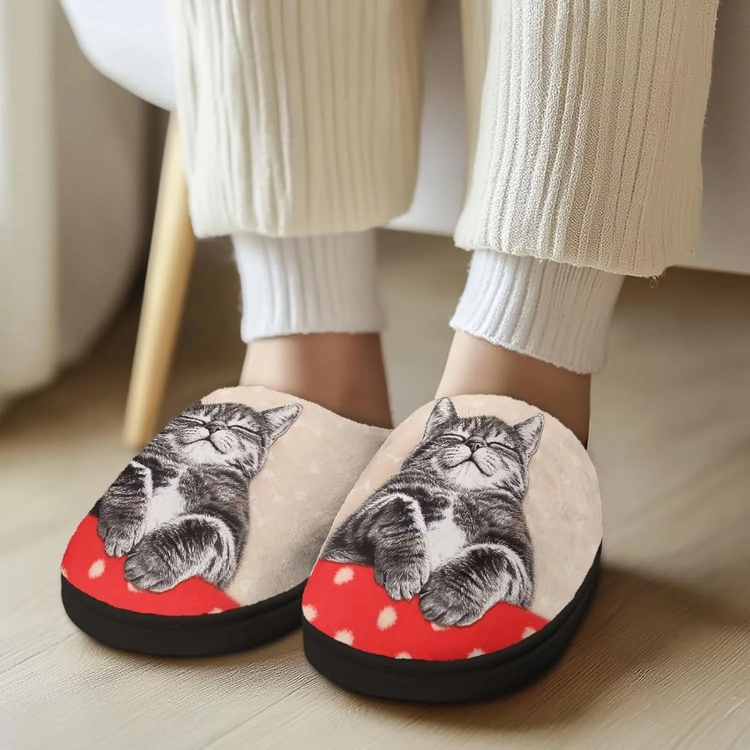 Poceacles House Slippers Women Men Fuzzy Slipper Soft Non-Slip Bedroom Slippers for Home, Travel