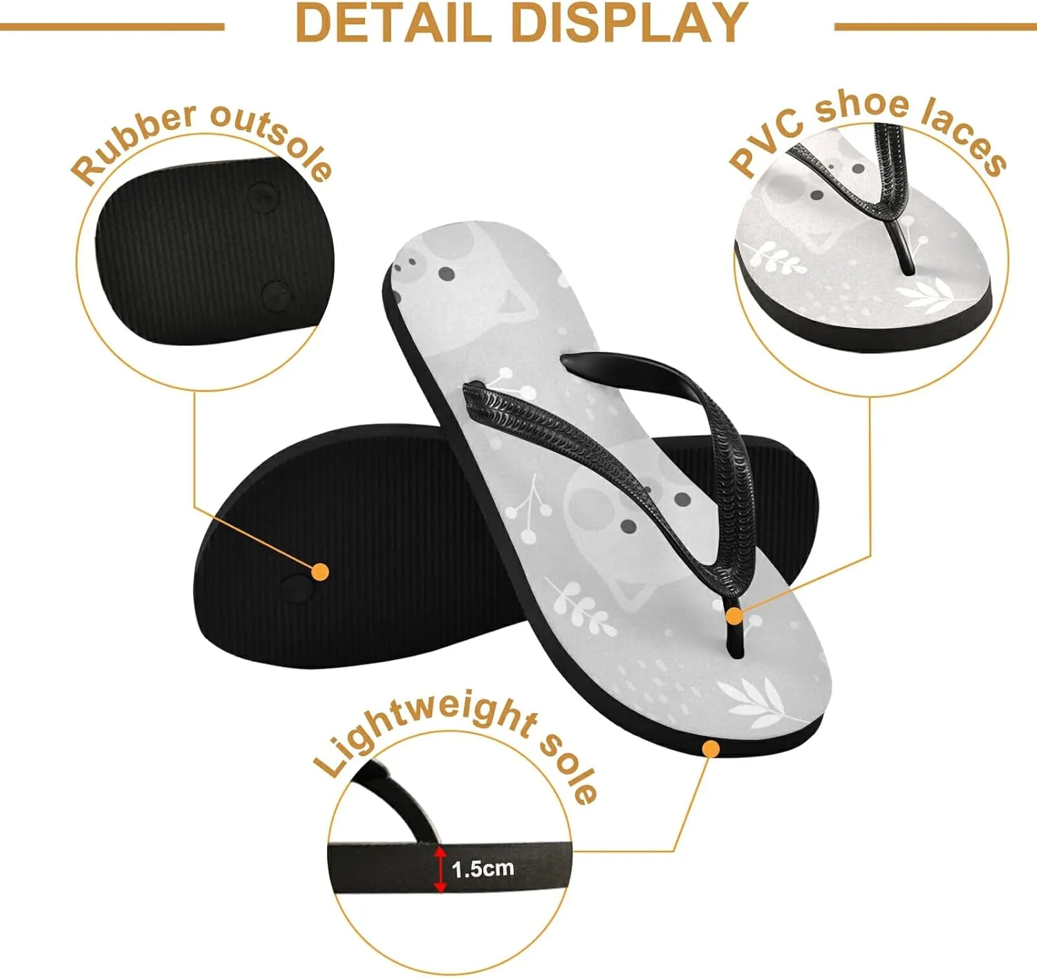 Poeticcity Flip Sandal Men Women Flip Flops for Hotel Spa Home Slippers Bedroom Travel S-XXL