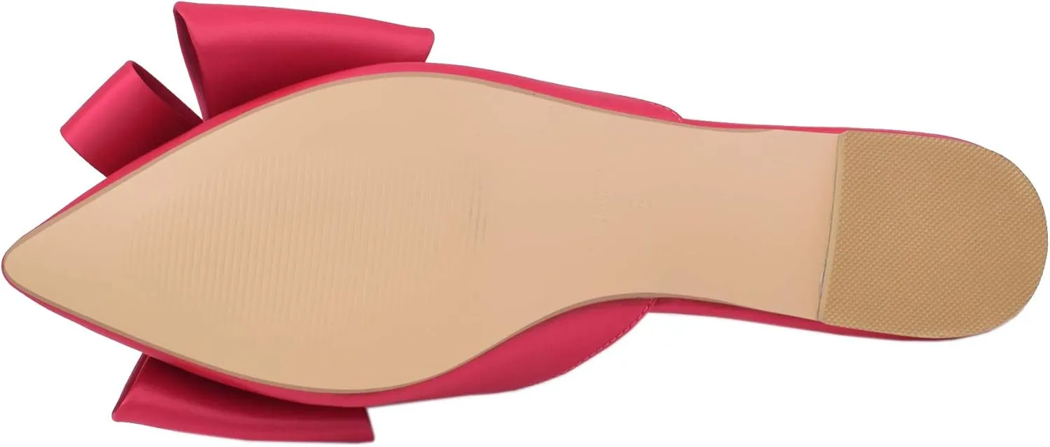 Pointed Toe Bow-Knot Flat Backless Slip On Slide Mules for Women