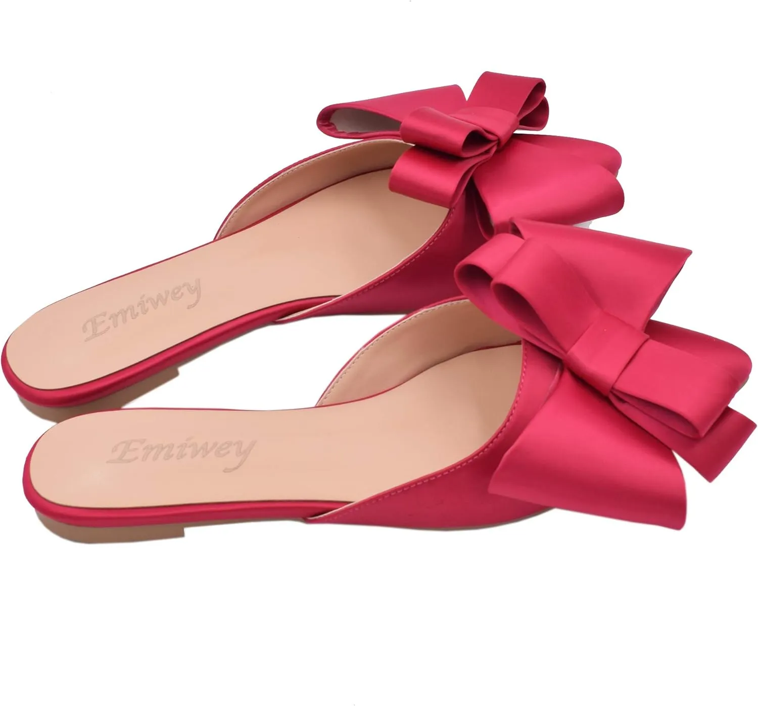Pointed Toe Bow-Knot Flat Backless Slip On Slide Mules for Women