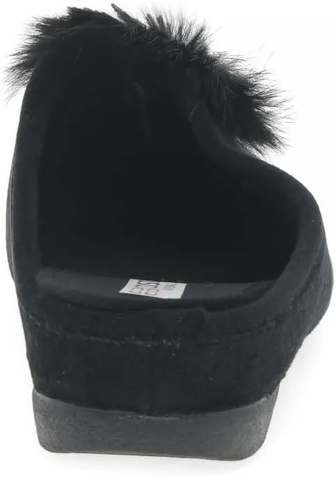 Pom Pom Womens Slip On Mule Slippers