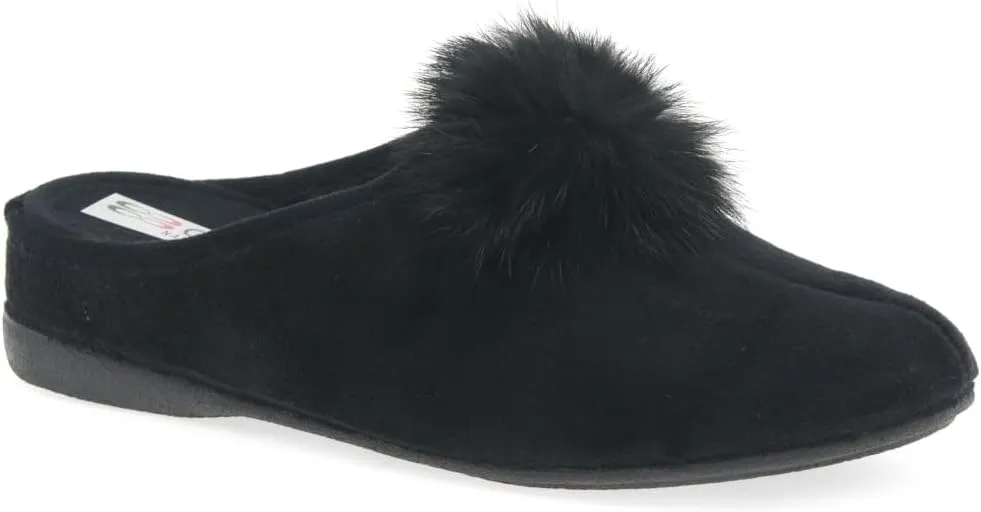 Pom Pom Womens Slip On Mule Slippers