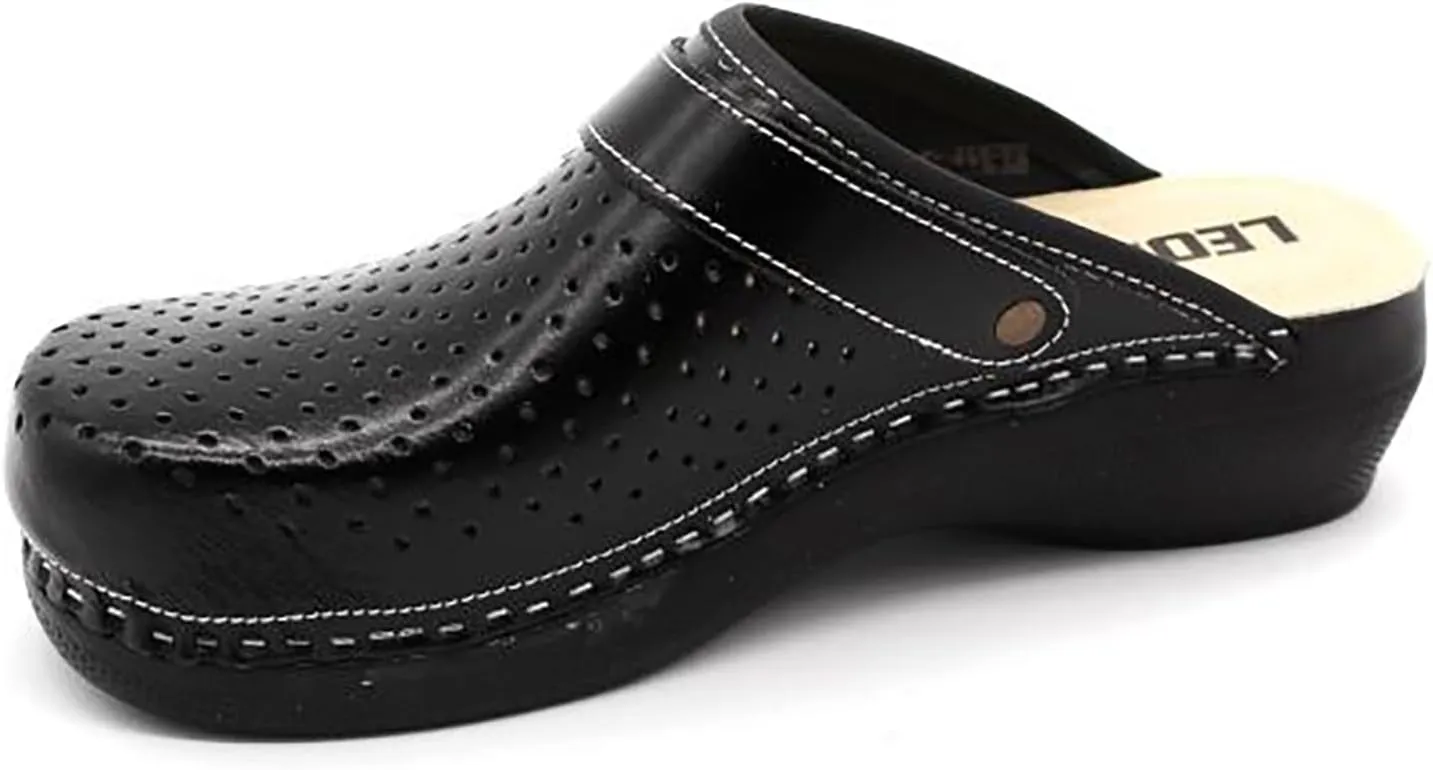 PU100 Leather Slip-on Womens Ladies Mule Clogs Slippers Shoes
