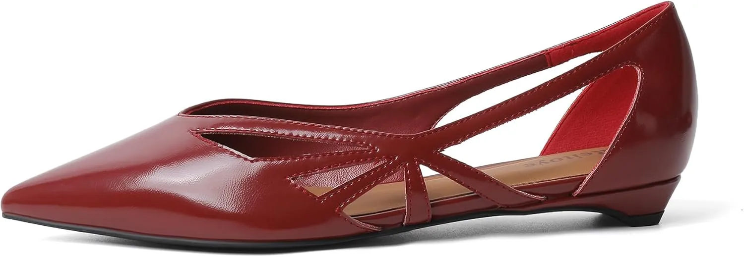 Reitoye Flats for Womens Closed Pointed Toe Ballet Flat Comfortable Dressy Work Slip On Casual Shoes Womens Flats