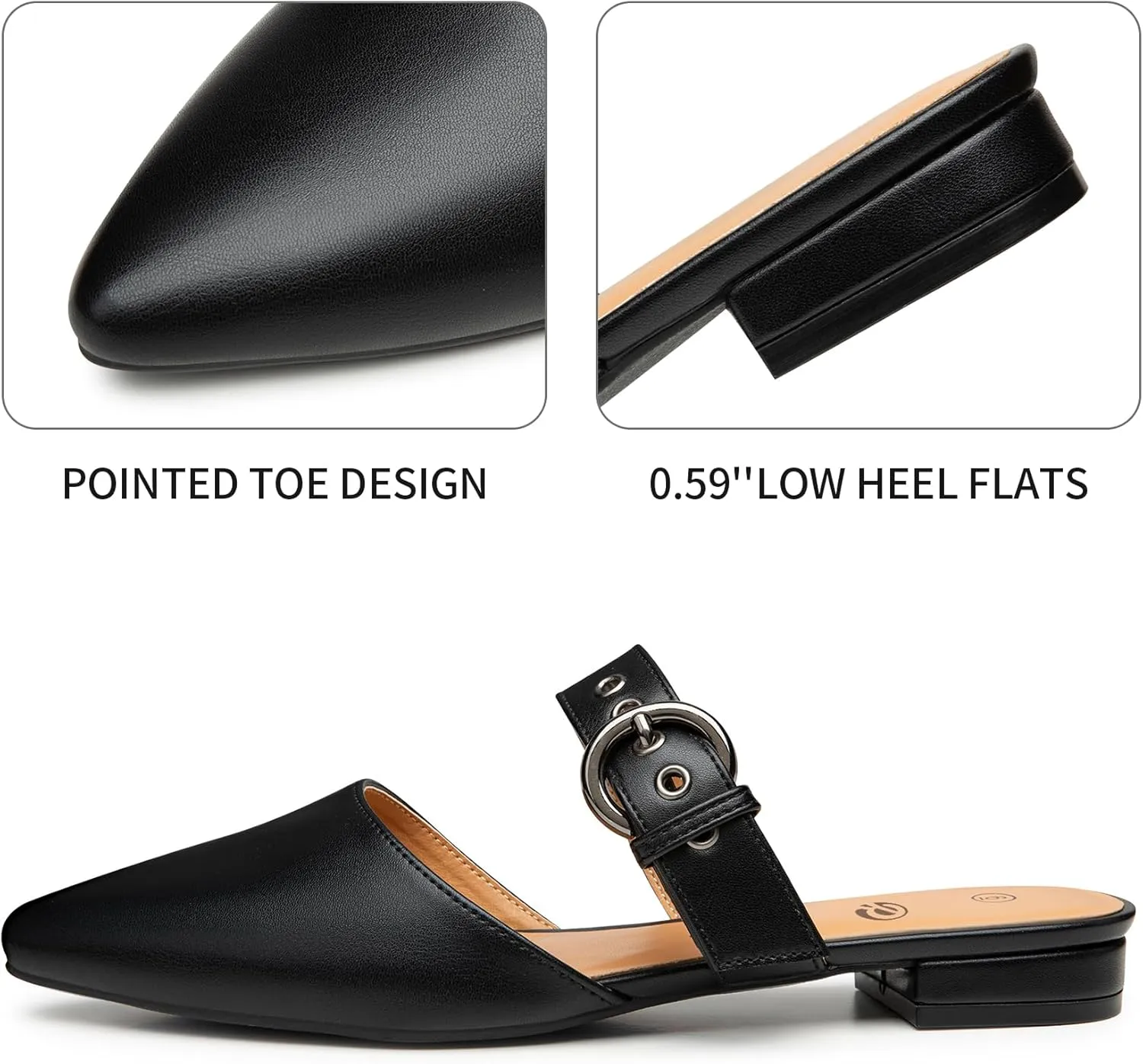 Rekayla Mules for Women Adjustable Strap Pointed Toe Backless Loafer Shoes…