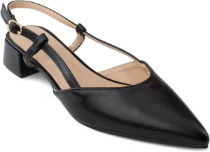 RF ROOM OF FASHION Women's Pointed Toe Slingback Low Block Heel Mule Pumps