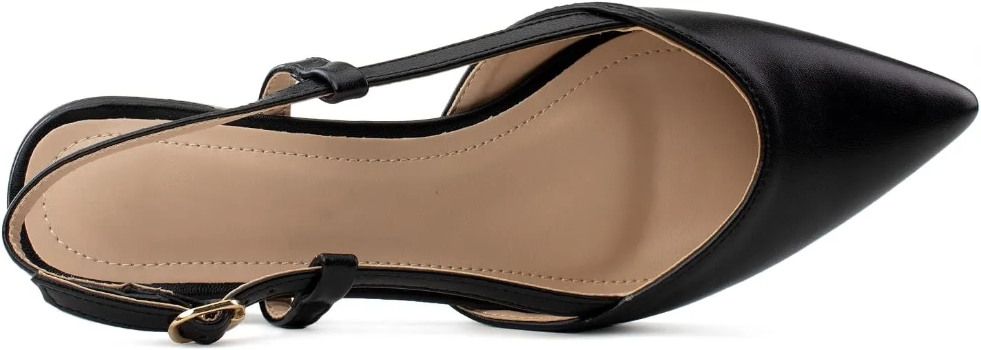 RF ROOM OF FASHION Women's Pointed Toe Slingback Low Block Heel Mule Pumps