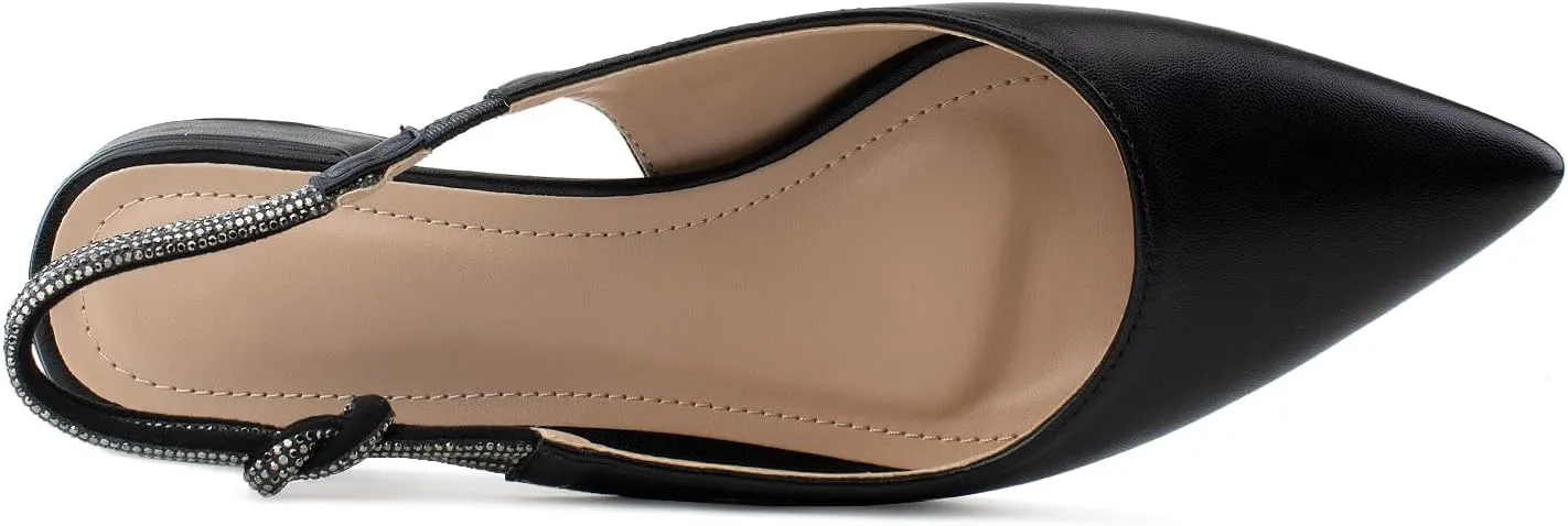 RF ROOM OF FASHION Women's Pointed Toe Slingback Low Block Heel Mule Pumps