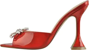Richealnana Women's Pointed Toe Bow-knot Rhinestones Slip On Mule Sandals For Party Prom