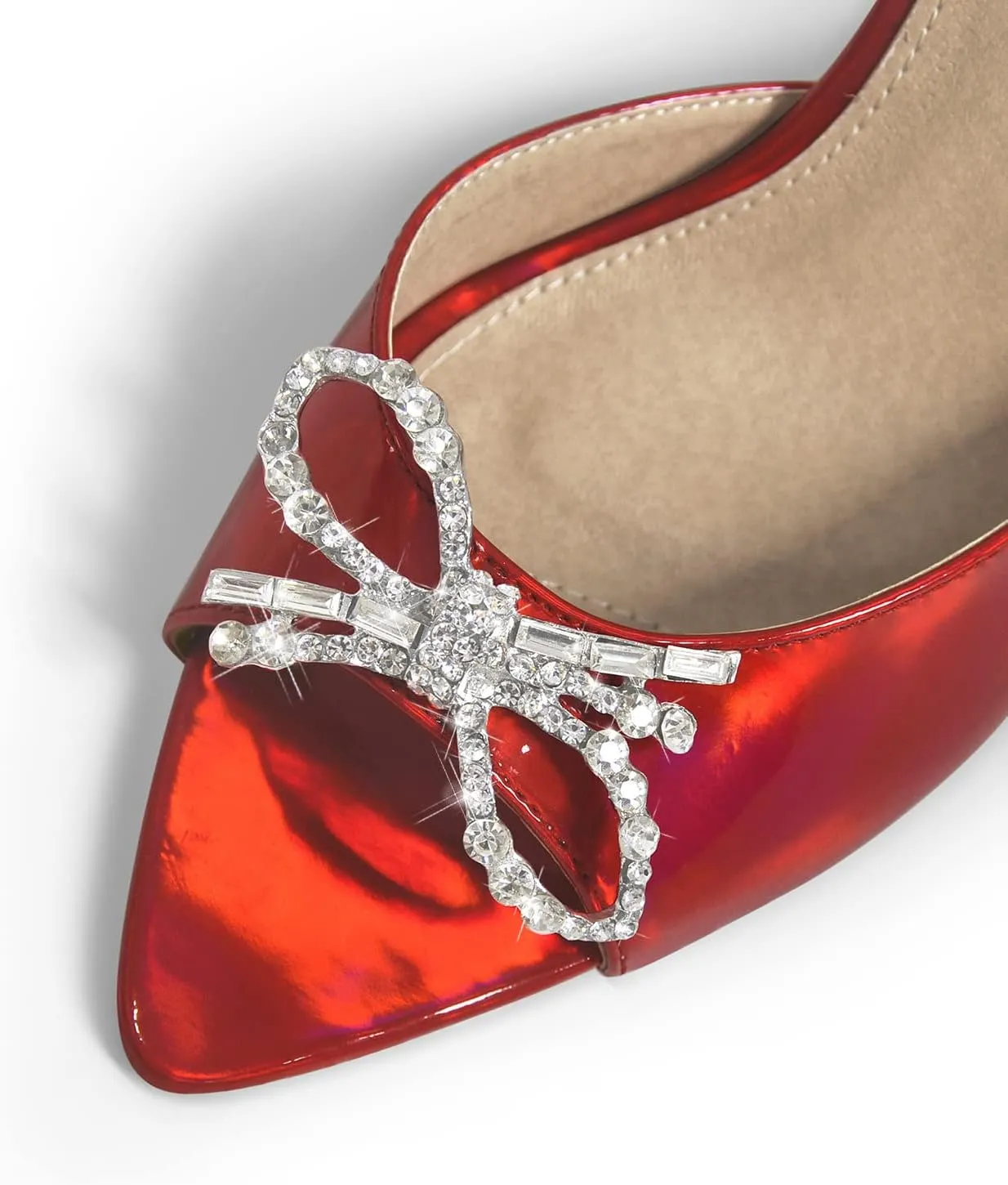 Richealnana Women's Pointed Toe Bow-knot Rhinestones Slip On Mule Sandals For Party Prom