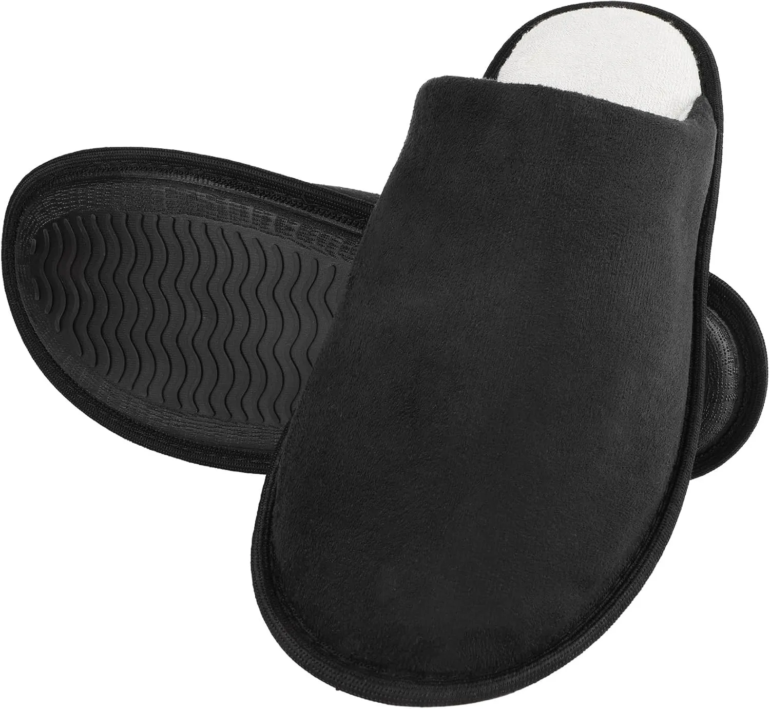 riemot Womens Mens Memory Foam Slippers, Warm Fluffy House Shoes & Cushioned Home Shoe Without Fur, Comfortable Anti Slip Indoor Bedroom Travel Slipper