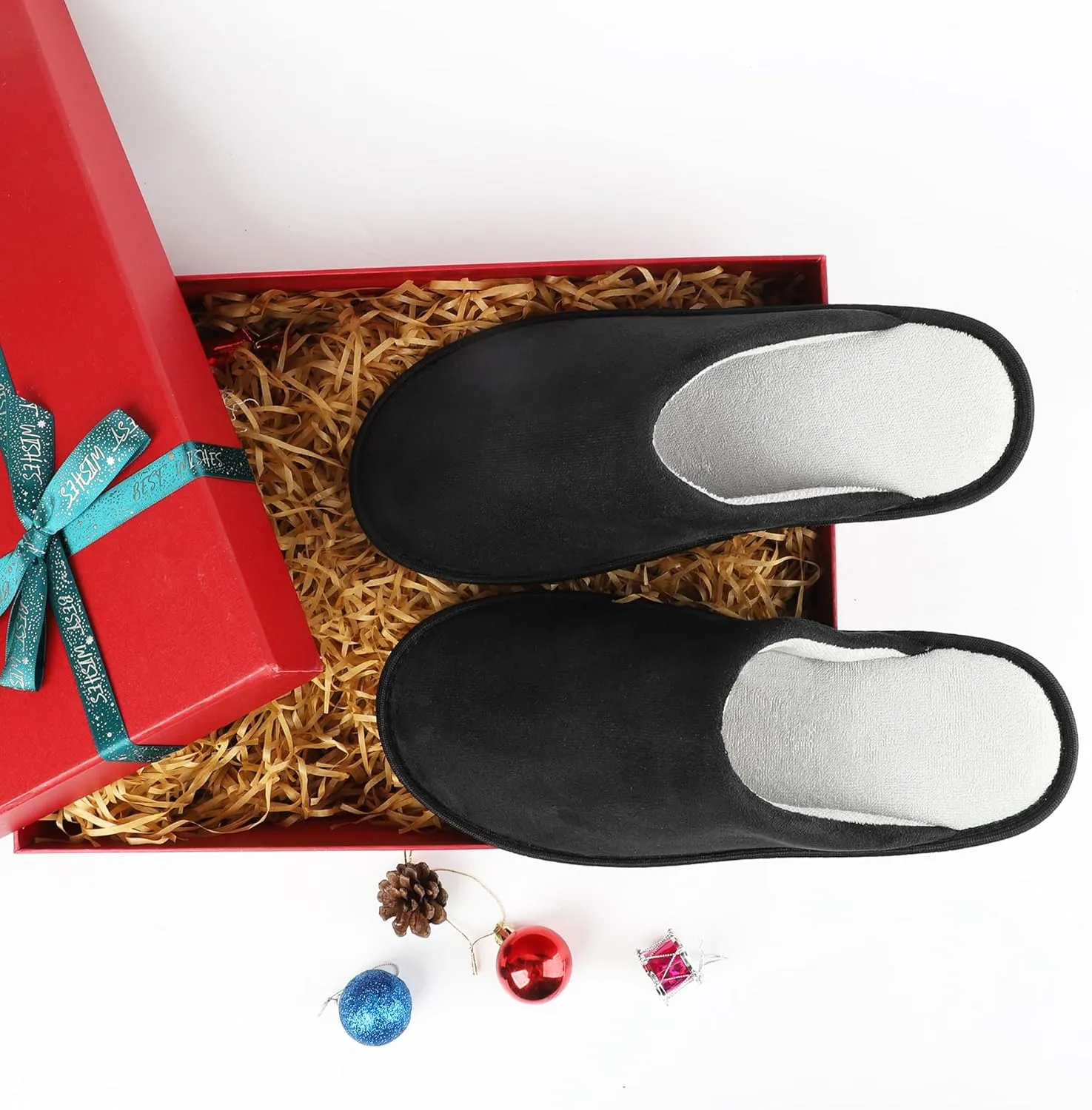 riemot Womens Mens Memory Foam Slippers, Warm Fluffy House Shoes & Cushioned Home Shoe Without Fur, Comfortable Anti Slip Indoor Bedroom Travel Slipper