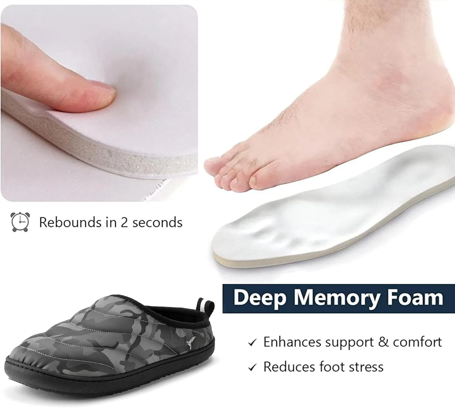 RockDove Men's Trail-Therm Quilted Memory Foam Indoor Oudoor Camp Slipper
