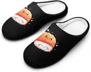 Salmon Sushi Hug Women's Cotton Slippers Warm Gifts Washable Indoor Slip On Shoes with Anti-Skid Rubber Sole