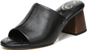 Sam Edelman Sonya Eggshell Sculptural Slip On Open Toe Block Heeled Sandals