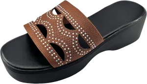 Sandals for Women 2025 Dressy Open Toe Platform Slides Sandals Cut Out Slip On Wedge Sandal Comfort Soft Sole Outdoor Beach Slipper