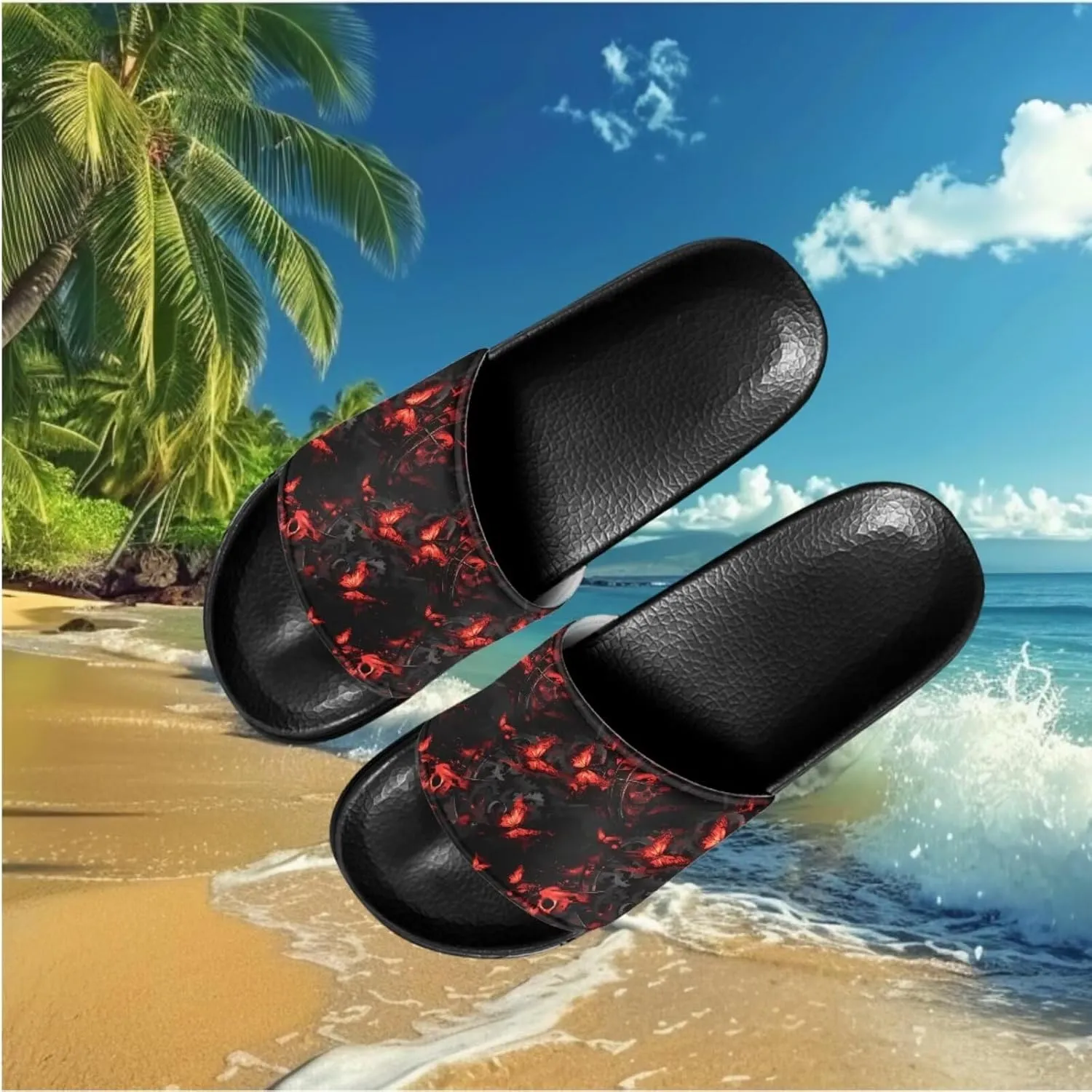 Semioury Lotus Summer Slippers for Women Turtle Travel Lightweight Cozy Soft Comfy Thick Shoes Beach Sandal Bathroom Slipper
