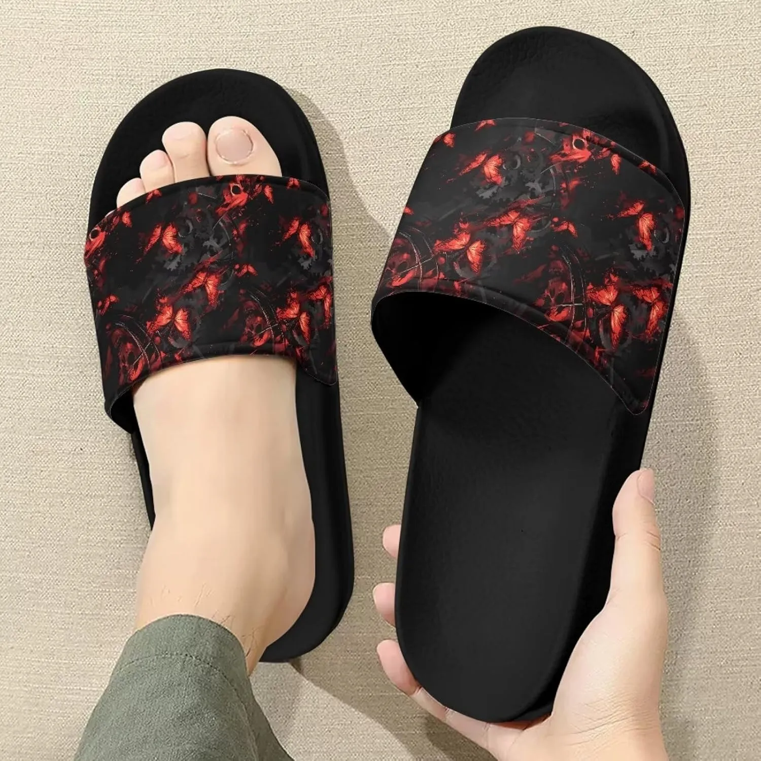 Semioury Lotus Summer Slippers for Women Turtle Travel Lightweight Cozy Soft Comfy Thick Shoes Beach Sandal Bathroom Slipper