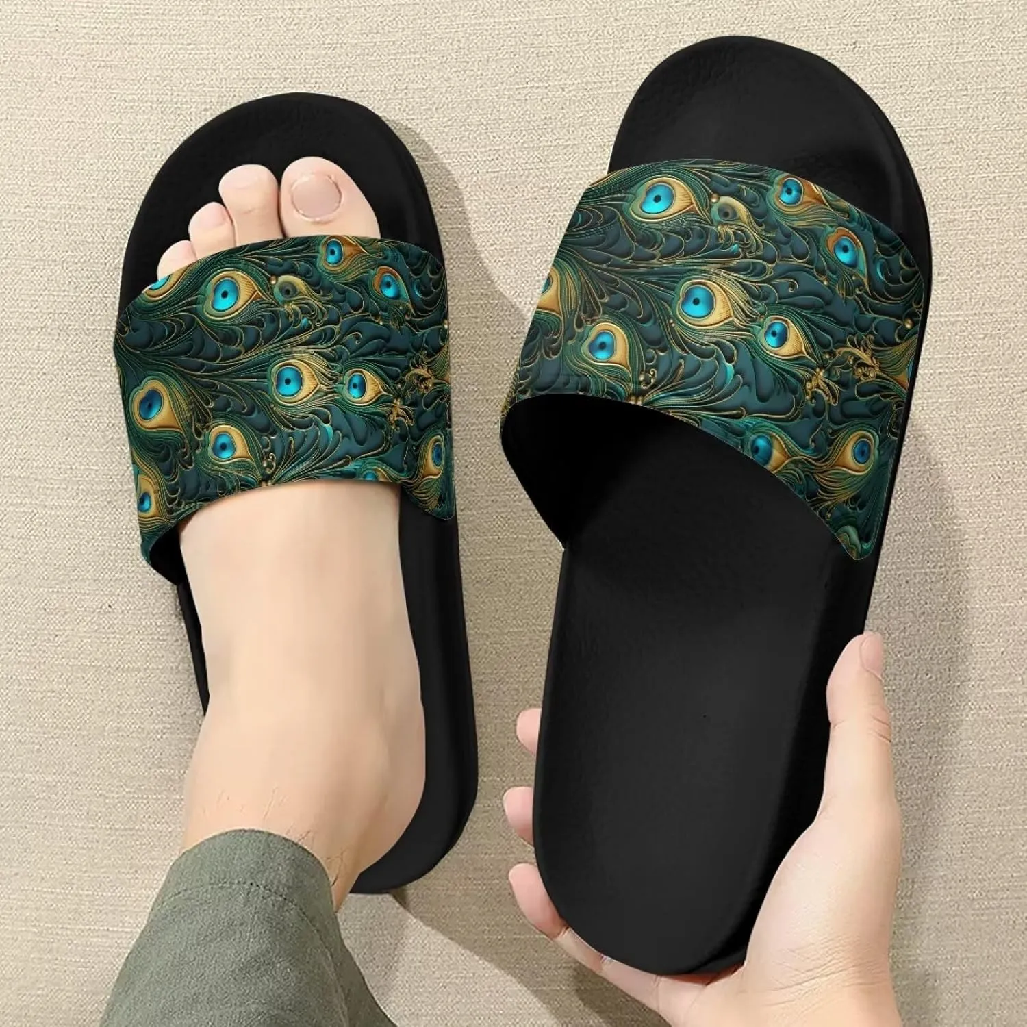Semioury Van Gogh Summer Slippers Skull Butterfly Moroccan Tiles Travel Soft Comfy Thick Shoes Beach Sandal Bathroom Slipper