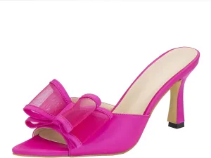 SHEMEE Women's Peep Toe High Heeled Mule Sandals Sexy Pointy Toe Stiletto Heels Slide Sandal Stage Show Catwalk Shoes