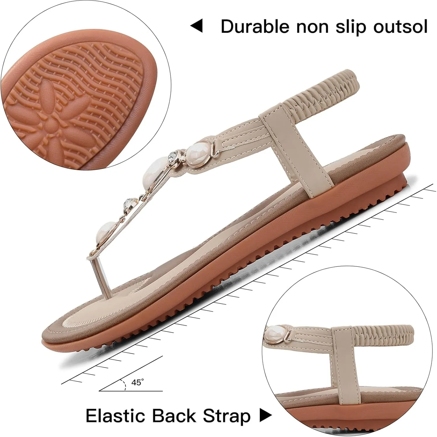 SHIBEVER Flat Sandals for Women Dressy: Summer Comfortable Dress Thong Flats Sandal