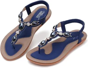 SHIBEVER Flat Sandals for Women Dressy: Summer Comfortable Dress Thong Flats Sandal